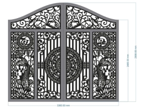 Model cnc cổng 2 cánh cá chép tài lộc đẹp