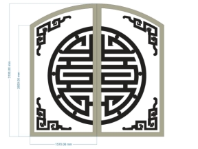 Model cnc cổng 2 cánh chữ thọ mới