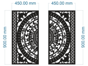 Model cnc cổng 2 cánh dơi trống đồng và đồng tiền