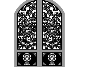 Model cnc cổng 2 cánh hoa sen chữ vạn