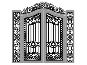 Model cnc cổng 2 cánh kết hợp trụ cổng