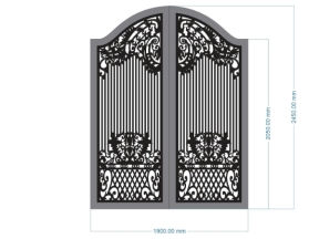 Model cnc cổng 2 cánh lá tây