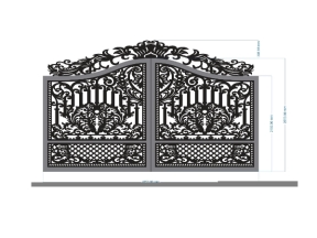 Model cnc cổng 2 cánh lá tây dxf