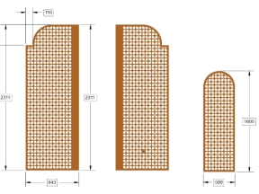 Model cnc cổng 2 cánh ô vuông chính và phụ