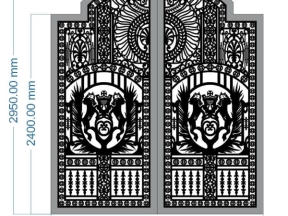Model cnc cổng 2 cánh phù điêu