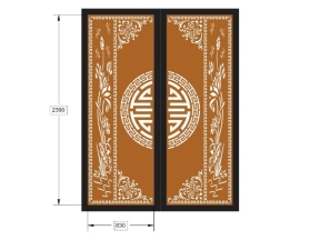 Model cnc cổng 2 cánh sen kết hợp trống chữ thọ