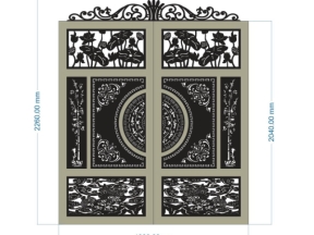 Model cnc cổng 2 cánh sen lân