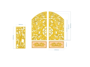 Model cnc cổng 2 cánh sen và vách hạc