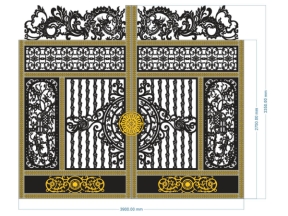 Model cnc cổng 2 cánh trống đào dxf