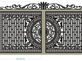 Model cnc cổng 2 cánh trống đồng diềm đồng tiền