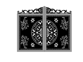 Model cnc cổng 2 cánh trống đồng dơi hoa