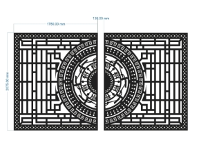 Model cnc cổng 2 cánh trống đồng dxf tháng 4
