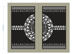 Model cnc cổng 2 cánh trống đồng kết hợp hàng rào