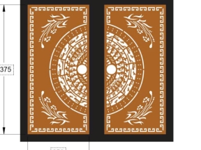 Model cnc cổng 2 cánh trống đồng kết hợp hoa