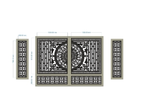 Model cnc cổng 2 cánh trống đồng và cổng phụ