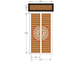 Model cnc cổng 2 cánh trống đồng và ô thoáng bông tuyết