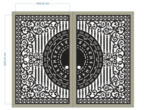 Model cnc cổng 2 cánh trống đồng viền đồng tiền dxf