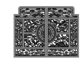 Model cnc cổng 2 cánh tứ linh sen