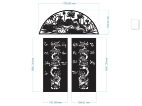 Model cnc cổng 2 cánh tùng sen đẹp