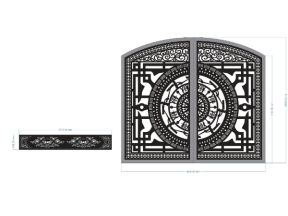 Model cnc cổng 2 cánh và vách sen