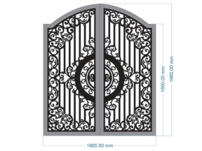 Model cnc cổng 2 cánh vòm cong dxf