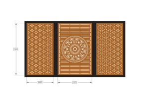 Model cnc cổng 3 cánh trống đồng giữa