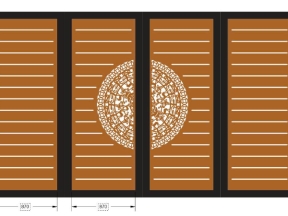 Model cnc cổng 4 2 cánh giữa hoa văn trống đồng