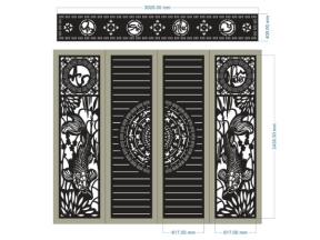 Model cnc cổng 4 cánh an nhiên cá chép