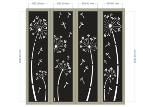 Model cnc cổng 4 cánh bồ công anh