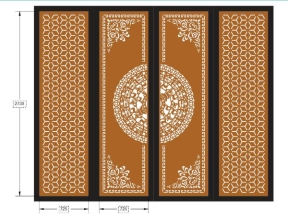 Model cnc cổng 4 cánh bông tuyết và trống đồng