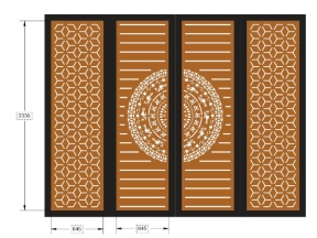 Model cnc cổng 4 cánh bông tuyết và trống đồng việt nam