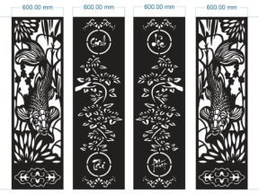 Model cnc cổng 4 cánh cá chép sinh lộc phát tài