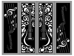 Model cnc cổng 4 cánh cây đàn đẹp