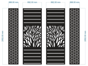 Model cnc cổng 4 cánh cây kết hợp bông tuyết