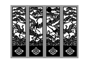 Model cnc cổng 4 cánh chim hạc