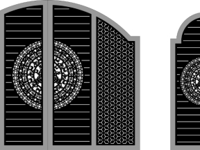 Model cnc cổng 4 cánh chính và 1 cánh phụ bông tuyết