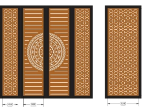 Model cnc cổng 4 cánh chính và phụ bông tuyết