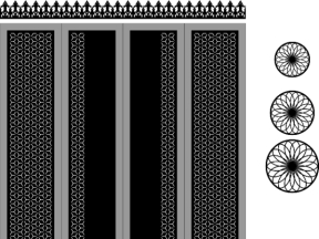 Model cnc cổng 4 cánh có chông và hoa văn mái kính
