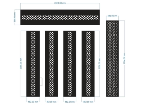 Model cnc cổng 4 cánh có ô thoáng và cổng phụ bông tuyết