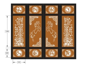 Model cnc cổng 4 cánh cung hỷ phát tài vạn sự như ý