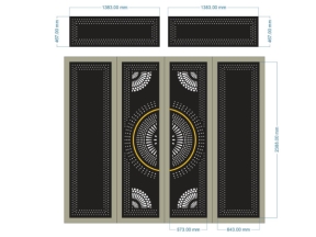 Model cnc cổng 4 cánh góc quạt
