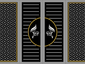 Model cnc cổng 4 cánh hổ kết hợp bông tuyết