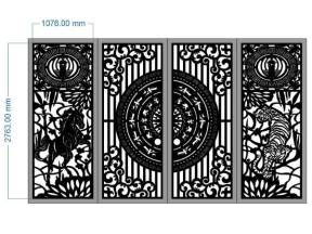 Model cnc cổng 4 cánh hổ ngựa đẹp