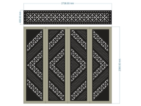 Model cnc cổng 4 cánh hoa kết hợp ô thoáng