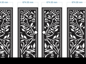 Model cnc cổng 4 cánh hoa lá