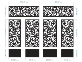 Model cnc cổng 4 cánh hoa leo có ô thoáng