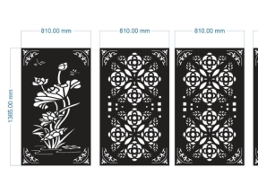 Model cnc cổng 4 cánh hoa sen và hoa văn