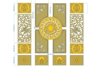 Model cnc cổng 4 cánh hoa văn