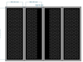 Model cnc cổng 4 cánh hoa văn bông tuyết