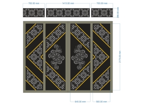 Model cnc cổng 4 cánh hoa văn và ô thoáng đẹp dxf